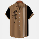 Men's Hawaiian Shirt Lapel Fashion Short-sleeved Loose Breathable Top Summer Coconut Retro Shirt For Men 3d Casual Beach Shirts