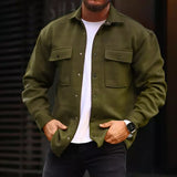 Spring Autumn Casual Long Sleeve Turn-down Collar Men Coat Retro Solid Single breasted Jacket Men Fashion Slim Pocket Coats