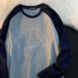 Long-sleeved T-shirt Men Women Extra Large Size Academy Vintage Niche Aesthetic Top Simple Stitching Personality Lover Shirt