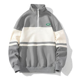 Foesce Fashion New Men's Sweatshirts Patchwork Long Sleeve Zipper Stand Collar Drop Shoulder Classical Pullovers Tops