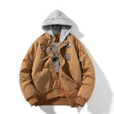 Winter Pilot Jackets Men Military Bomber Jacket Badge Embriodery Basketball Coat Hooded Parkas Male Fashion Autumn Black Brown