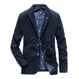 Foesce New Solid Color Men Blazers Luxury Corduroy Casual Slim Suit Jacket Business Social Office Dress Coat Streetwear Men Clothing