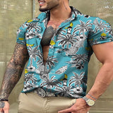 Men's Vintage Shirts  Spring Summer Casual Short Sleeve Button Lapel Loose Shirt For Men Clothes Fashion Graphic Print Tops