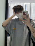 Waffle Short-sleeved T-shirt Men Women Trend Hong Kong Style Top High Street Coupleswear Hip Hop Cityboy O-neck T-shirt