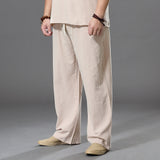 Foesce Pants Large Size Summer Men's Cotton Tall Big Sizes Wide Leg Linen Pant Oversized Jogger Trousers Male Plus Size Loose Pants Men