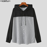 Stylish Streetwear Hot Sale Tops Men Striped Patchwork Sweatshirts Casual Male Hot Sale Loose Comfortable Hoodies S-5XL
