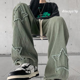 New Star Embroidery Straight Men Casual Pants Gothic Neutral New Wide Leg Hip-hop Fashion Youth Streetwear Trousers Y2K
