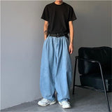 Foesce Wide Leg Cargo Pants Streetwear Baggy Jeans New Spring Autumn Men Korean Fashion Loose Straight Male Brand Clothing Black