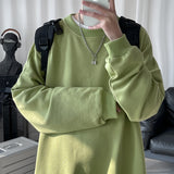 Foesce Men Sweatshirts Autumn Winter Fashion Solid Color Long Sleeve Pullover Male Korean Harajuku Oversized Hoodies Streetwear