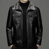 Autumn and Winter Men's Sheepskin Leather Coat Plush Thickened Fur One Men's Coat Business Casual Jacket
