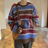 Winter Stripe Sweater Men Warm Fashion Casual Knit Pullover Men Korean Loose Oversize Long Sleeve Sweater Mens Jumper Clothes
