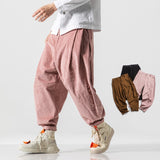 Vintage Corduroy Pants Men Harajuku Japanese Pink Retro Streetwear Black Trousers Male Oversize Men's Casual Loose 5XL
