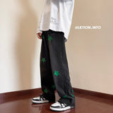 Men Jeans Wide-leg Straight Jeans Hole Ripped Streetwear All-match Denim Trousers Mens Loose Casual Fashion Harajuku Pants
