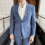 Foesce Blazers Jacket Pants 2 Pcs Set  Fashion New Men's Casual Boutique Business Wedding and Groom Suits Coat Trousers