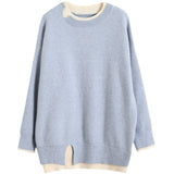 Foesce New Harajuku Fake Two-piece Sweaters Men Woolen Autumn and Winter Japanese Casual Loose Christmas Sweater for Men Pullovers