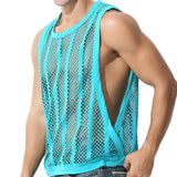 Men Tank Tops Sleeveless Undershirts Sexy Mesh Sheer Hollow Vest See Through Fishnet T Shirt Muscle Tee Singlet