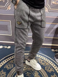 Foesce Pitting Plaid Pants Cool Fashion Street Tight Trousers High Quality Men's Casual Pants Luxury Brand Clothing