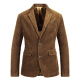 Foesce New Solid Color Men Blazers Luxury Corduroy Casual Slim Suit Jacket Business Social Office Dress Coat Streetwear Men Clothing