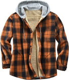 Men's Flannel Shirts Jacket Fleece Lined Plaid Coat Button Up Shirt Hoodie Winter Outwear