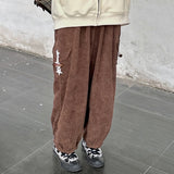 Japanese street Y2K retro star horn buckle corduroy pants autumn and winter casual kawaii straight loose bloomers ins trousers
