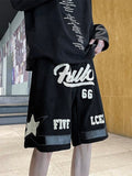 Y2K Retro Embroidered Basketball Shorts Men Summer American Loose Sports Pants High Street Tide Brand Five-point Pants