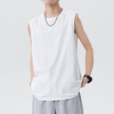 Foesce New Arrival Men's Sleeveless T Shirt Summer Fashion Solid O Neck Sleeveless T Shirt Men Cotton Casual Loose Street Top Tees 5XL