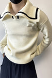 Darkwear Large Lapel Pullovers Men's Loose Versatile Thickening Contrast Color Long Sleeve Knitting Sweater
