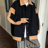 Foesce Bomber Jackets Men European Outwear Spring Loose Vintage Patchwork Cropped Coats All-match Clothing Harajuku Students Fashion