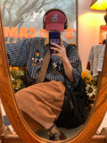 Vertical Striped Japanese Retro Short Sleeve Casual Shirts Men Couple Top Bear Print Button Up Shirt Summer Punk Style