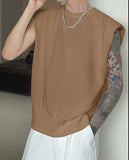 Fashion Men Tank Tops Solid Color O-neck Sleeveless Korean Streetwear Vests Summer Loose Casual Men Clothing 5XL 7