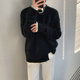 Foesce New Harajuku Fake Two-piece Sweaters Men Woolen Autumn and Winter Japanese Casual Loose Christmas Sweater for Men Pullovers