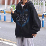 Y2k Zip Up Hoodie Women Hip Hop Heart Graffiti Letter Print Hooded Sweatshirts Female Harajuku Goth Punk Jacket Coats Streetwear