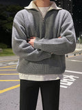 Half High Neck Zipper Men's Sweater Autumn Korean Loose Fashion Warm Long Sleeve Male Pullover Casual Lapel