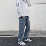 Foesce Fashion Men Wide Leg Jeans Letter print Streetwear Hip hop Straight Baggy Denim trend Pants Male Brand Trousers Autumn New