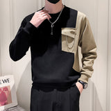 Foesce Stylish O-Neck Spliced Pockets Asymmetrical T-Shirt Men Clothing Spring New Oversized Casual Pullovers All-match Tee Shirt