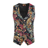Men Suit Wedding Sleeveless Slim Fit Paisley Floral Dress Vests for Men Single Buttons Waistcoat