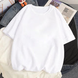 Foesce Women T-Shirts Cartoon Couple Print Short-sleeved T-shirt Female Harajuku with Style Couple Loose Streetwear y2k Clothes Tops