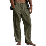 Foesce New Men's Casual Cotton Linen Pants Male Summer Large Size Breathable Solid Color Trousers Sports Fitness Streetwear S-5XL