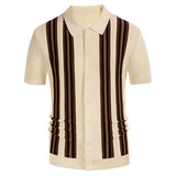 Summer Men's Luxury Clothing Knit Short Sleeve Polo Shirt Casual Streetwear Lapel Button Down Cardigan Breathable Tops