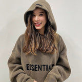 Essentials Winter Hoodies Men Knitted Letters Oversized Harajuku Cotton Vintage Sweatshirts Women Hip Hop Streetwear Couple Tops