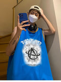 American Basketball Vest Men's Ins Trend Summer Loose Punk Sports Fitness Vest Cotton Breathable Mesh Sleeveless T-shirt