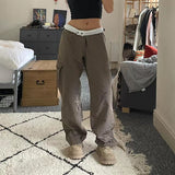 Japanese street Y2K retro star horn buckle corduroy pants autumn and winter casual kawaii straight loose bloomers ins trousers