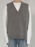 Knitted Vest Autumn Winter Thin Style Men's V-neck Sweater Sleeveless Vests Undershirt Loose Vintage Trend Kinttwear Tops