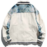 Foesce National Style Flower Jackets Curved Striped Patchwork Oversized Spring Autumn Jackets Men Streetwear Hip Hop Jacket Tops Male