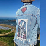 Retro Patchwork Skull Print Jean Coats Men Fashion Turn-down Collar Buttoned Long Sleeve Denim Jackets For Mens Streetwear