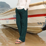 Men's Casual Trousers Home Pants New Man Cotton Linen Large Size white Straight trousers Solid Beach black Fitness Pants