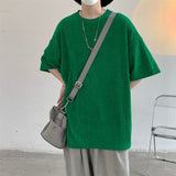 Summer Cotton Short-sleeved T-shirt Men Fashion Casual O-neck T Shirt Men Streetwear Korean Loose Oversized T-shirt Mens Tops