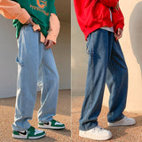 Blue Black Baggy Jeans Men Fashion Casual Cargo Wide Leg Jeans Men Streetwear Loose Hip Hop Straight Denim Pants Mens Trousers