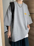 Waffle Short-sleeved T-shirt Men Women Trend Hong Kong Style Top High Street Coupleswear Hip Hop Cityboy O-neck T-shirt