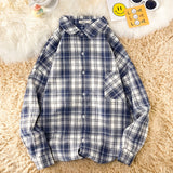 Men's Plaid Long Sleeve Shirts Art Style Autumn Korean Shirt Woman Fashion Trend Casual Oversize Shirt Quality Clothing New